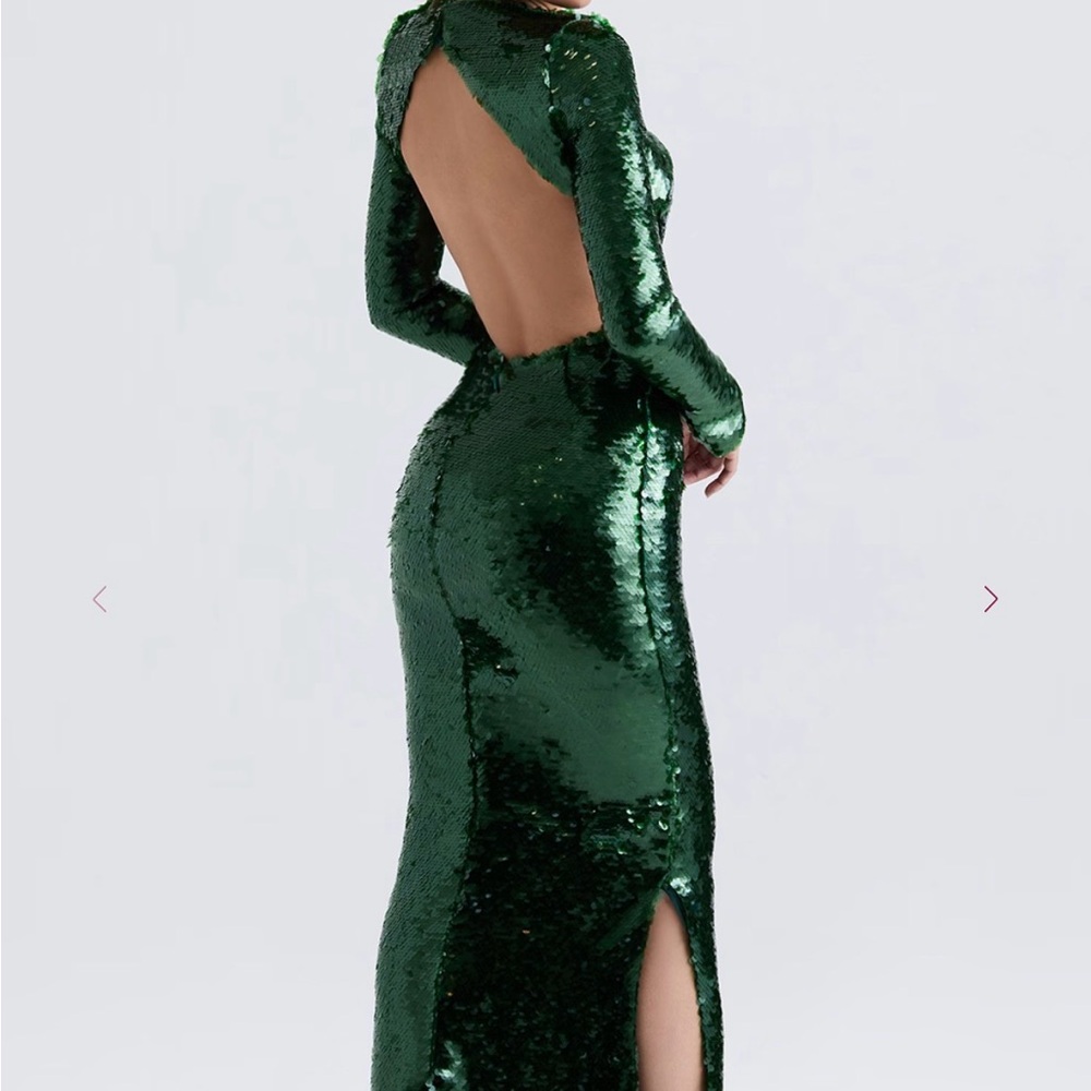 House of CB Emerald Backless Sequin Dress